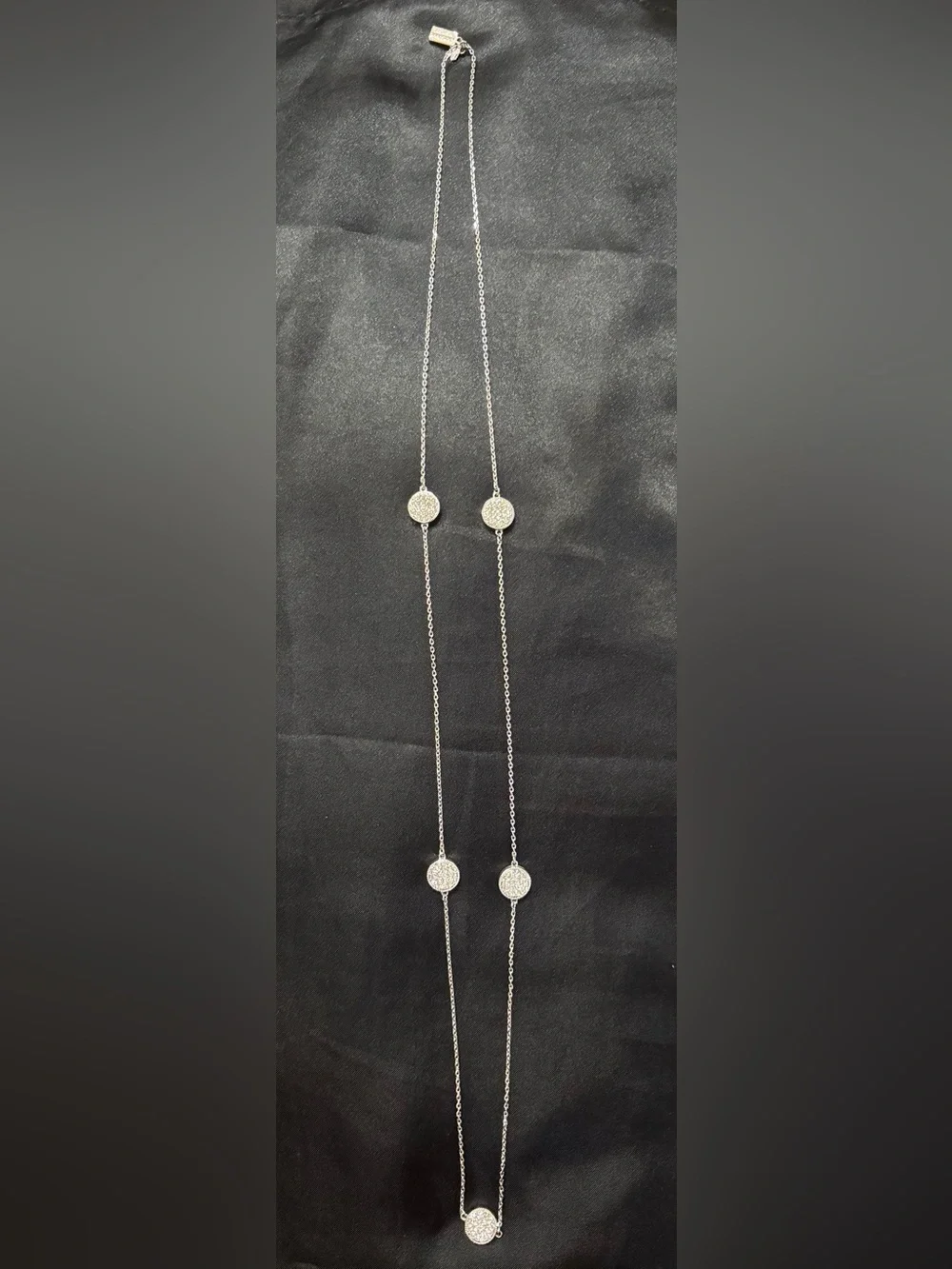 kate spade Silver-Tone Long Station Necklace with Pave Discs
